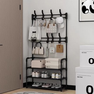 Everyht 多用途玄關收納鞋架 60cm 3層, 黑色, 1個