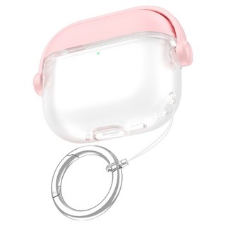 Myban 防丟耳機 AirPods 半透明矽膠保護殼 AirPods 4, 粉紅色, 1個, 單一商品