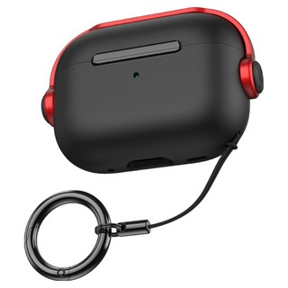 Myban 防丟耳機 AirPods TPU 保護殼 AirPods Pro 2, 黑色 + 紅色霧面, 1個, 單一商品