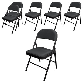 家居 設計 皮革折疊椅, 黑色, 6個