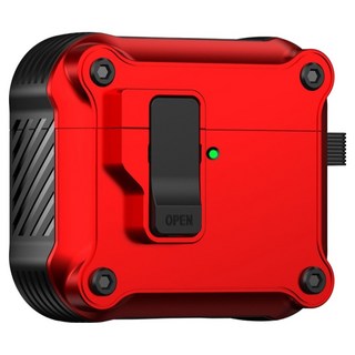 Myban AirPods 4 防撞鎖扣防丟失支架保護殼, 紅色, 1個, 單一商品