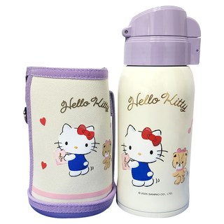 BEDDYBEAR 杯具熊 兒童保溫杯 雙飲蓋 立體浮雕款 附杯套, 悅耳Kitty, 1個, 620ml