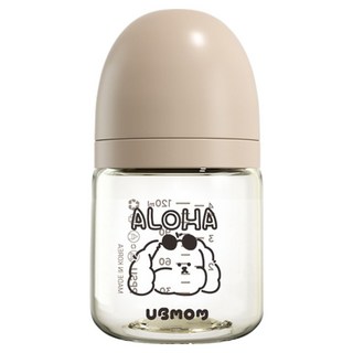 유비맘 디자인 시그니처 PPSU 젖병 + 젖꼭지 세트, 알로하 몽이 초코, 1세트, 120ml