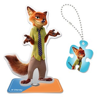 PUZZLE LIFE 迪士尼 動物方城市 尼克 壓克力立牌與拼圖鑰匙圈 DAS309, 1個