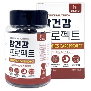 닥터바이오 강아지 영양트릿 장건강 프로젝트 유산균 프리바이오틱스 간식, 120g, 1개, 소고기