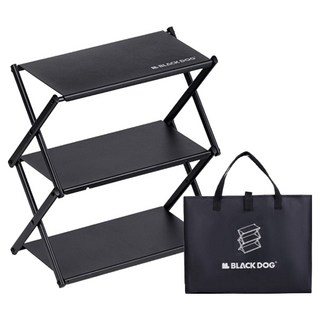 BLACK DOG 黑狗 露營折疊式3層層架輔助桌 BD196, 黑色