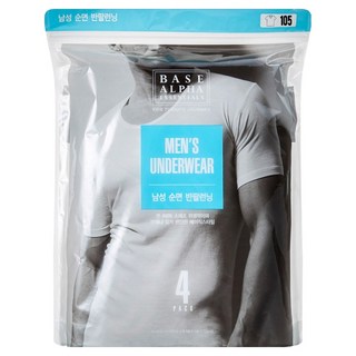 BASE ALPHA ESSENTIALS 男士純棉短袖內衣 4件組