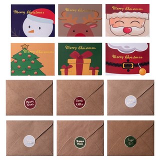 아이엔피 크리스마스 산타러브레터 카드 8.5 x 11.5 cm 6종 + 봉투 6p + 스티커 6종 세트 X25-03, 혼합색상, 1세트