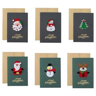 아이엔피 크리스마스 비밀공방 입체패브릭 카드 10.5 x 15 cm 6종 + 봉투 6p 세트 X25-02, 혼합색상, 1세트