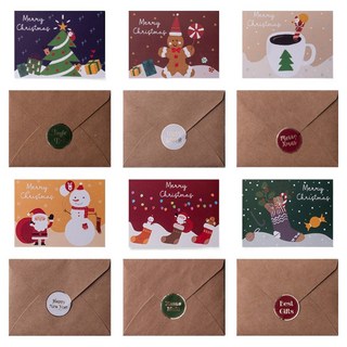 아이엔피 크리스마스 큐티 카드 8.5 x 11.5 cm 6종 + 봉투 6p + 스티커 6종 세트 X25-07, 혼합색상, 1세트