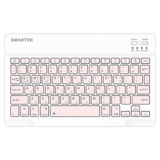 스마텍 저소음 C타입 충전식 슬림 미니 블루투스 무선 텐키리스 키보드, 무접점, Pink, STBK-4000