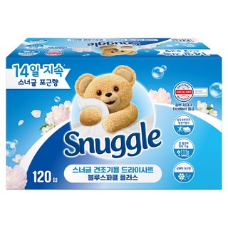 Snuggle 熊寶貝 烘衣機用乾衣紙 Blue Sparkle Plus 清新舒適香氛 正裝, 120入, 1個