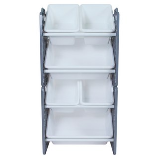 UNiPLAY 兒童用品收納 玩具收納架 含收納桶6個 UB45512, 白色 + 灰色, 1套