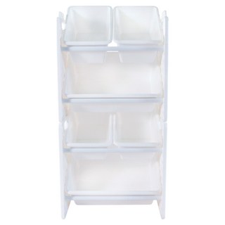 UNiPLAY 兒童用品收納 玩具收納架 含收納桶6個 UB45511, 白色, 1套