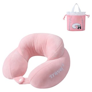 XTER 舒適U型便攜旅行頸枕 + 便攜袋套組, 粉紅色