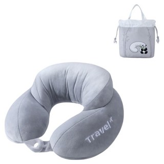 XTER 舒適U型便攜旅行頸枕 + 便攜袋套組, 淺灰色