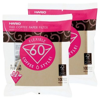 하리오 종이필터 여과지 브라운 VCF-02-100M, 100개입, 2개