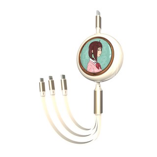 NAUGHTY GHOST 頑皮鬼 膽大黨 三合一 快充充電線盲盒, 顏色隨機, 1個, 120cm