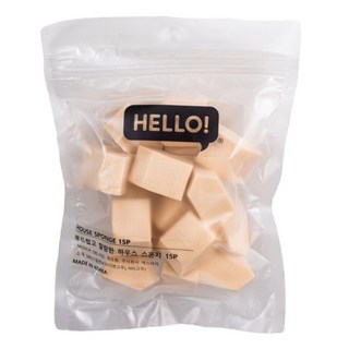 韓國 HELLO 韓國製拋棄式化妝粉撲 15個裝, 1個, 膚色