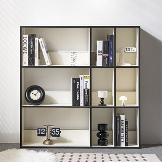 필웰 레트라 책꽂이 선반 책장 1100, 아이보리 + 블랙, 3단