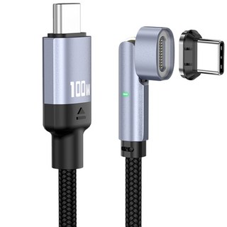 YORI優里 11pin磁吸彎頭充電線+Type C磁吸頭, 黑色, 1個, 50cm