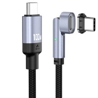 YORI優里 11pin磁吸彎頭充電線+Type C磁吸頭, 黑色, 1個, 100cm