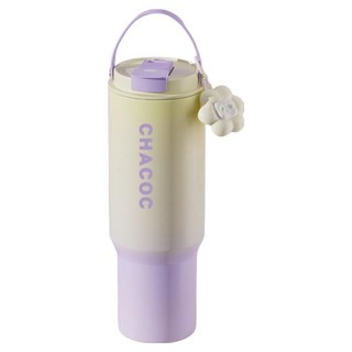 Couselect 女生簡約隨身高顏值保溫杯 不鏽鋼水杯 大容量花茶杯 學生隨行, 1個, 漸變紫, 900ml