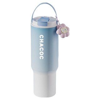 Couselect 高顏值保溫杯 不鏽鋼水杯 大容量花茶杯 學生隨行 女生簡約隨身保溫杯, 1個, 漸變藍, 900ml