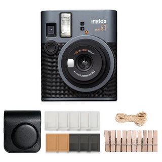 FUJIFILM 富士 instax mini 41 拍立得相機 黑色+ 專用相機包 黑色 + 紙相框 隨機出貨 + 木製裝飾組, 1套, 單一商品