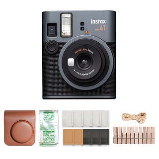 FUJIFILM 富士 instax mini 41 拍立得相機 + 棕色專用相機包 + mini底片 10張 + 紙相框隨機出貨 + 木製裝飾組, 1套