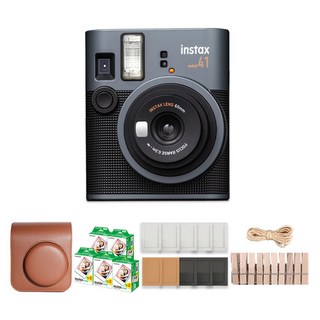 FUJIFILM 富士 instax 拍立得相機 + 棕色專用相機包 + 迷你底片 100張 + 紙相框 + 木製裝飾 套組, 1套, 相機(Mini 41)