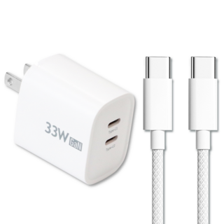 DTAudio 聆翔 氮化鎵33W 充電器 + iPhone17快充線 1m, 白色, 1個