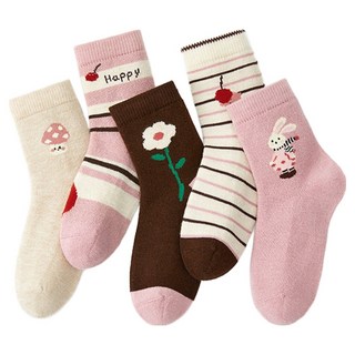 IBboom 粉紅櫻桃羊毛襪5雙組 Z23