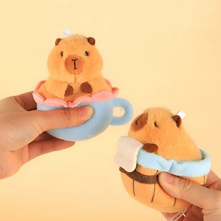 Dearmin 可愛水豚娃娃鑰匙圈 2款, 1套, 咖啡, 沐浴, 12cm