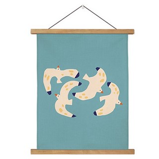 The Flow Commerce 北歐風舒適帆布畫框壁掛海報 藍鳥, 木質