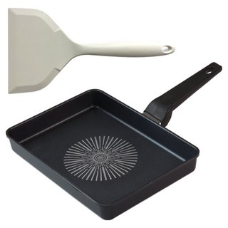 BELLOVIE 極光金色方形平底鍋 + 象牙白矽膠鍋鏟組, 1套, 27cm