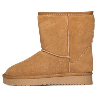 TOPUS 女款剖層皮革毛絨保暖中筒靴 T-5825