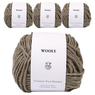 brandyarn Woolly 美麗諾羊毛混紡編織線 100g, 17 棕色, 4個
