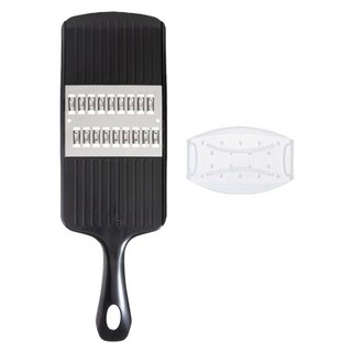 SHIMOYAMA 雙向削菜板/刨絲器 4mm方形刀口款 附護手器 日本製, 黑色, 1個