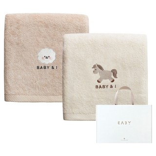 베이비앤아이 소프트 밤부 목욕타올 2종 세트 + 선물상자, 비숑, 포니, 1세트