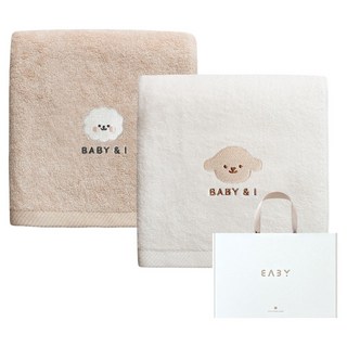 BABY&I 柔軟竹纖維浴巾2件組 + 禮物盒, 比熊犬, Mungi, 1套