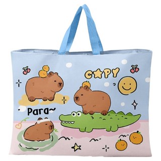 OhBabyLying 棉被床墊收納袋 卡皮巴拉 超大號, 淺藍色