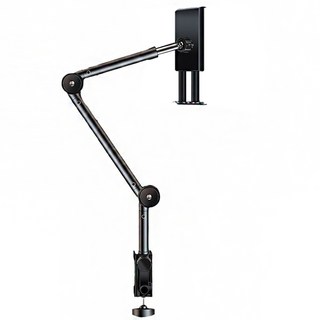 Kyhome 夾式桌面手機平板支架/折疊懸臂旋轉支架/床頭懶人支架, 黑色, 1個