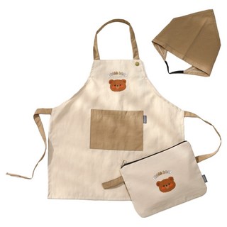 세맘스 아동용 동글동글 방수 앞치마 + 두건 + 파우치 세트