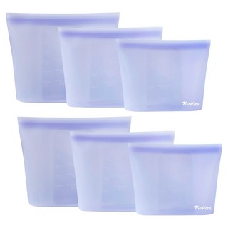 Nicoleta 頂級矽膠保鮮密封袋 500ml x 2入 + 1L x 2入 + 1.5L x 2入 套組, 紫色, 紫色, 1套