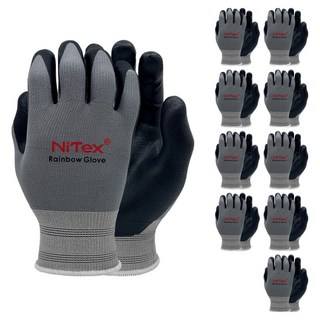 NiTex 彩虹NBR泡棉塗層手套 雙手穿戴組 S, NRG-600 灰色, 10套
