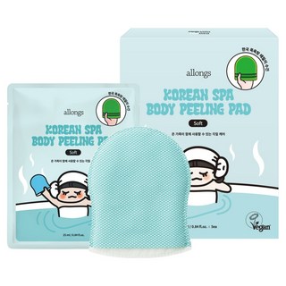 allongs 艾洛偲 韓式SPA身體去角質棉片 柔和型 25ml, 5枚入, 1個