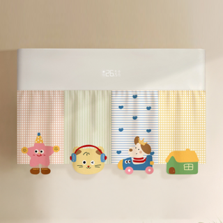 릴리픽 바람막이 에어컨 가리막 커튼 90 x 40 cm + 벨크로 세트, 1세트, 커튼(빨노초파)