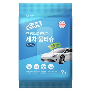 스카트 유한킴벌리 한 장으로 편리한 세차 물티슈 화이트, 9개, 1세트