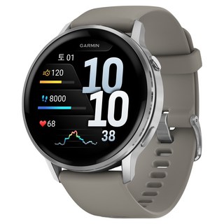 가민 베뉴4 웰니스 스마트 워치 45mm, GPS + 블루투스, 3.53cm, 실버(실버 그레이 실리콘 밴드)